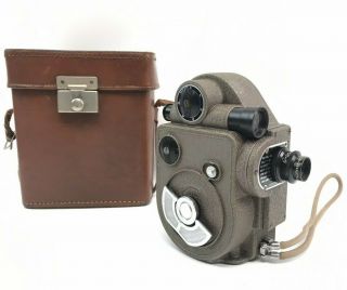 Vintage Revere Model 88 Camera 8mm Retro Wind - Up Video Camera W/ Leather Case