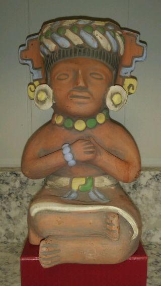 Vintage Clay Statue Aztec Mayan Tribal Folk Art Figurine Figure Pottery Statue