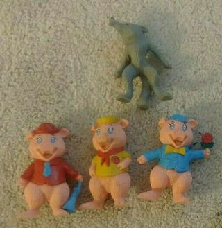Three Little Pigs & Big Bad Wolf Pvc 1988 H.  G.  Toys