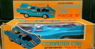 Vintage Radio Shack Battery Powered Computer Car Blue Porsche 917