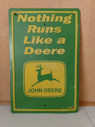 Vintage John Deere Collectible Metal Sign Nothing Runs Like A Deere