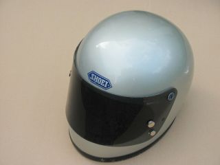 Vintage Shoei S - 42 Silver Motorcycle Helmet Full Face With Shield With
