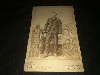 Cabinet Card Photo Of Man Standing By Rosenkramp From Spokane Falls Washington