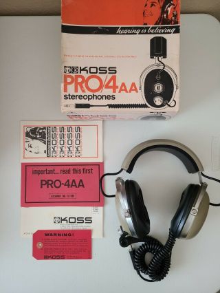 Vintage Koss Pro4aa Stereo Headphones Great / Box