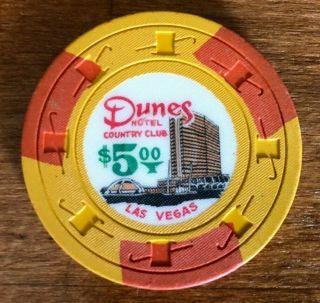 Dunes Las Vegas Casino Chip Obsolete Vintage 8th Ed R8 $5 Very Rare