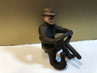 Vintage Cast Iron Hubley Painted Tractor Driver Figure Allis Chalmers