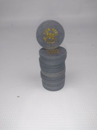 Paulson Fun Nite Top Hat And Cane Poker Chips - 20 Qty - $100 Euc Chips