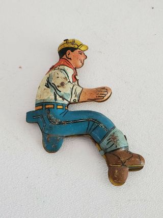 Vintage Tin Litho Toy Marx Tractor Bulldozer Construction Driver Figure Man