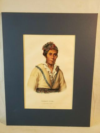 1844 Mckenney Hall Hand Colored Print Native American Indian Tooan - Tuh No Res