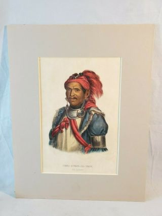 1844 Mckenney Hall Hand Colored Print Native American Indian Tens - Kwau - Ta - Waw