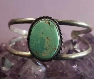 Only For Amanda Vintage Native American Sterling Silver Turquoise Cuff