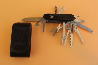 Victorinox Officer Suisse Swiss Army Knife Vintage 1990s With Leather Pouch