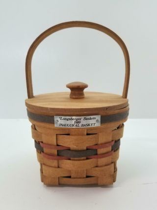 Vintage Longaberger 1989 Inaugural Basket With Lid Small Handwoven Usa