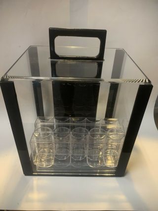 Acrylic Poker Chip Carrier With Four Chip Trays,  Holds Poker Chips