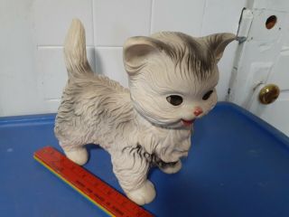 Vintage 1960 Edward Mobley Co Rubber Cat Kitten Squeaky Toy Blinking Eyes - 9”