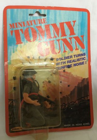 Vintage Zodiac Toys,  Blister Pack Tommy Gun,  3.  5” Scale Plastic.  Made In Hk.