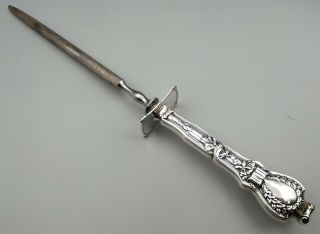 Antique Durgin Sterling Silver Sharpening Steel Honing Rod Madame Du Barry Vtg