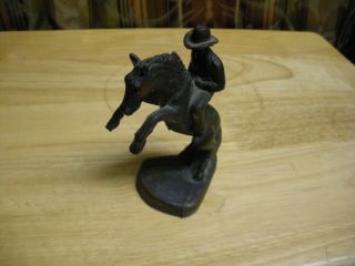Cowboy On Horse Copper Cast Vintage Figurine 5 " Tall
