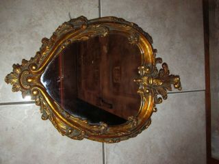 Vtg Ornate Heart Wall Mirror Hollywood Regency Elegant