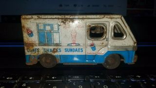 Vintage Mister Softee Ice Cream Tin Litho Toy Friction Truck Van Made In Japan