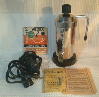 Vintage Velox Electrical Espresso Coffee Maker Electric Italy Acciaio Inox 18/8