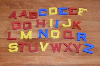Vintage Ideal Toy Hard Plastic Alphabet Letters 2 " Red Blue Yellow - Incomplete