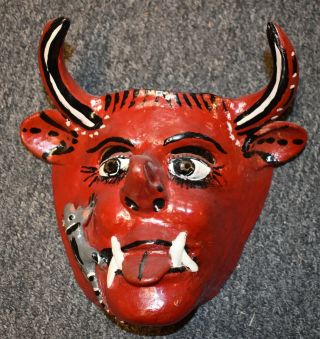Very Old Pottery Mask/ Nr Devil/lizard