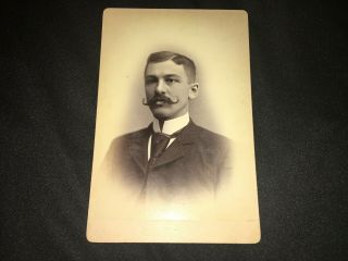 Cabinet Card Photo Of Man With Mustache By J.  Ripple From Milton Pa