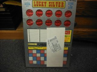 Rare Vintage Large Lucky Silver Punch Board Rare Find Shape