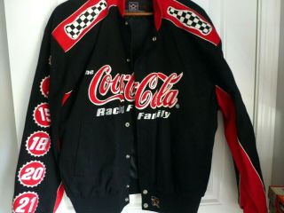 Jh Design Nascar Jacket Coca Cola Family Black Red Vtg Coat Racing Mens Size L