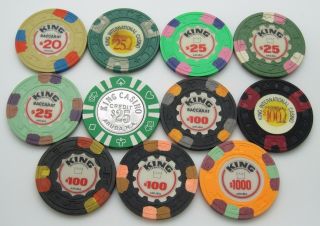 King International Casino Set Of 11 $20 - $25 - $100 - $1000 Chips Palm Beach Aruba