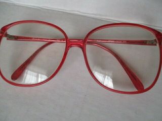 Tura MOD 311 red vintage large round eyeglasses frames 150 JAPAN w/white case 2