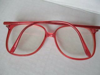 Tura MOD 311 red vintage large round eyeglasses frames 150 JAPAN w/white case 3