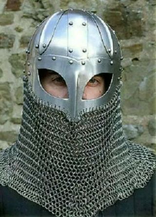Historial Medieval Viking Knight Helmet Battle Armor 18g Steel Chainmail Cosplay
