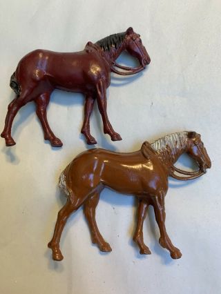 2 Vintage Manoil Barclay Vintage Cast Lead Toy Horse 2.  25 " Tall 7f