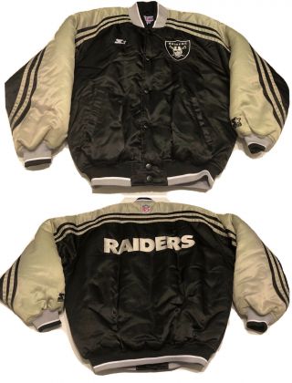 Vintage Pro Line Starter Nfl Oakland Raiders Bomber Jacket Men Medium 90s 80s