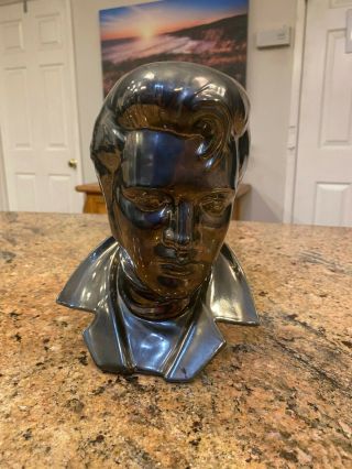 Vintage Elvis Presley Bust Statue Head 9 " Tall The King Of Rock And Roll