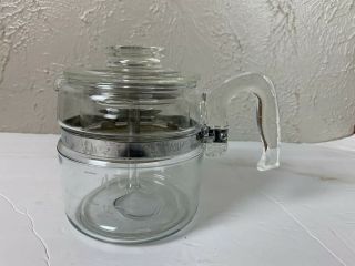 Vintage Pyrex Flameware 7754 B Clear Glass Percolator Coffee Pot Complete 4 Cups
