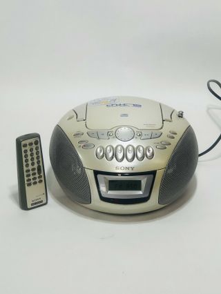 Vintage Sony Cd Player Cassette Deck Radio Portable Cfd - E7s Boom Box W Remote
