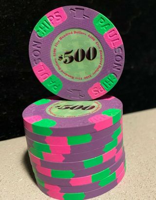 10 Paulson Classics Top Hat & Cane $500 Casino Poker Chips Near