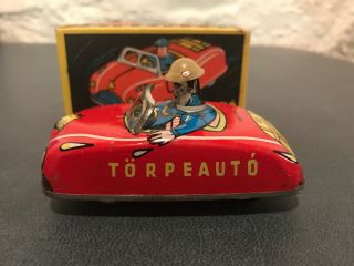 Vintage Hungarian Lemez Tin Toy Race Car Torpeauto 1980,  Box 2
