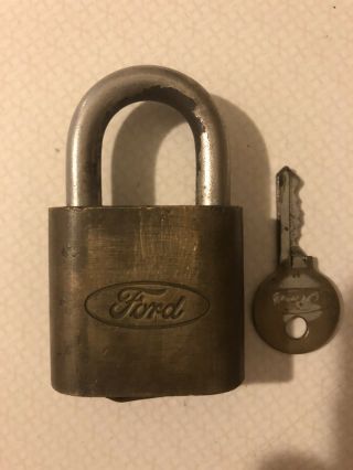 Vintage Ford Brass Padlock W / Key