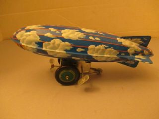 Vintage Tin Lithograph Zeppelin Wind - Up Toy 9 "