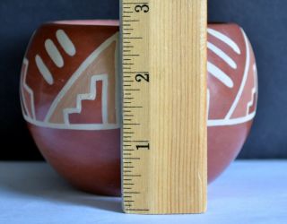 Sm.  Pottery Bowl Pot Signed Teresa Suazo Santa Clara Style Redware Indian Decor