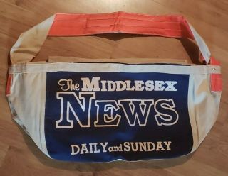 Vintage The Middlesex News Newspaper Delivery Bag Canvas Paperboy Massachusetts