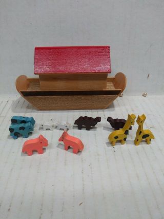 Vintage Shackman Miniature Wooden Noah’s Ark Play Set Toy Made In Japan 1956