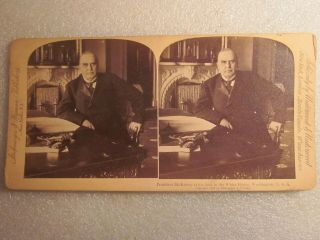 1898 Stereoview Card President William Mckinley At The White House Washington