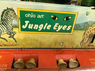 Vtg OHIO ART Tin Litho Wind Up Toy Arcade Game Jungle Eyes Shooting Gallery IOB 3