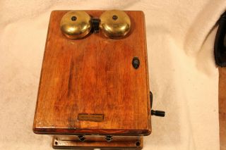 Vintage Western Electric Telephone Ringer Box With 5 Bar Magneto