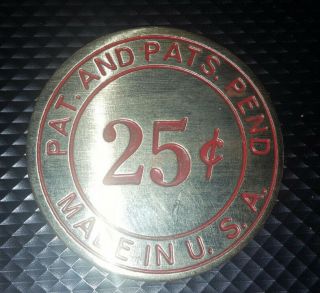 Watling Brass Denomination Badge 25c Antique Slot Machine Polished & Painted Red